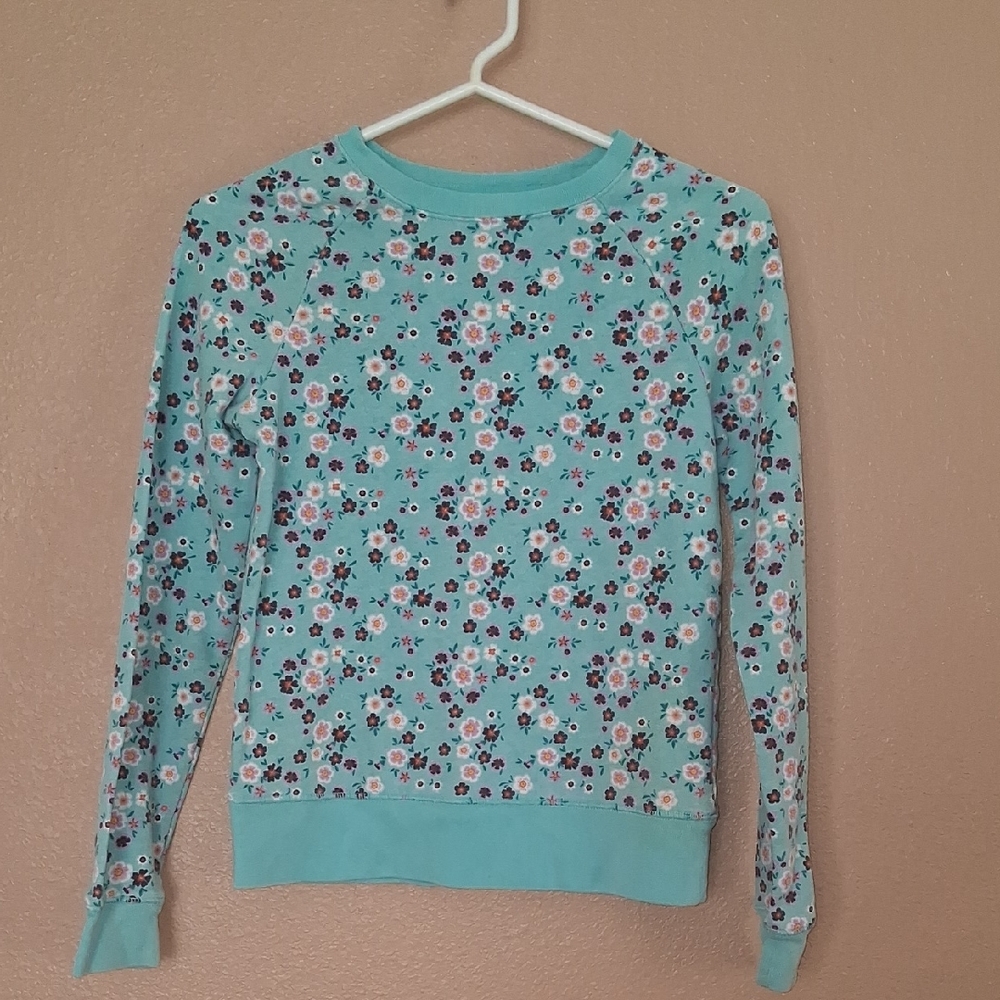 Athletic Works Floral Mint Long Sleeve Top